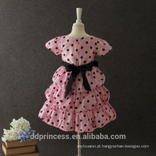 roupas de verão crianças arco vestido rosa preto dot bebê meninas vestido desenhos